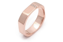 Fede Nuziale in Oro Rosa Mod. Mykonos mm. 4,5 con Diamanti Kt. 0,02