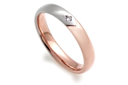 Fede Nuziale in Oro Bicolore Rosa e Bianca Mod. Venezia mm. 3,7