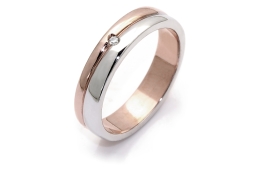 Fede Nuziale in Oro Bicolore Rosa e Bianca Mod. Punta Cana mm. 3.9