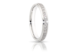 Fede Nuziale Comoda in Platino con Diamanti Mod. Las Vegas mm. 3,5