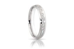 Fede Nuziale Comoda in Platino con Diamanti Mod. Los Angeles mm. 4